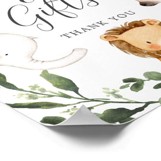 Safari Animals Baby shower Cards and Gifts Sign Poster (Hoek)