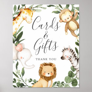 Safari Animals Baby shower Cards and Gifts Sign Poster