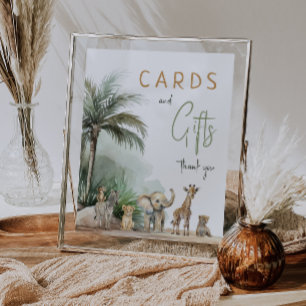 Safari Animals Baby shower Cards and Gifts Sign Poster