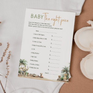 Safari Animals Baby shower de juiste prijs Kaart