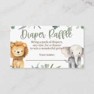 Safari Animals Baby shower Diaper Raffle Kaart