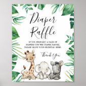 Safari Animals Baby shower Diaper Raffle Sign Poster (Voorkant)