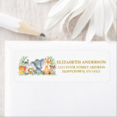 Safari Animals Baby shower Gold Return Address Etiket (Insitu)