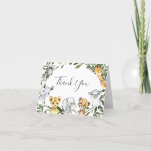 Safari Animals Baby shower Hartelijk dank Bedankkaart