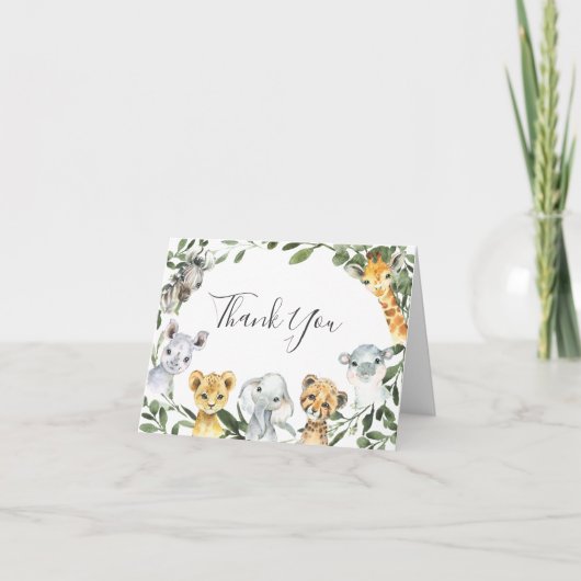 Safari Animals Baby shower Hartelijk dank Bedankkaart (Voorkant)