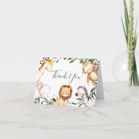 Safari Animals Baby shower Hartelijk dank Bedankkaart (Voorkant)