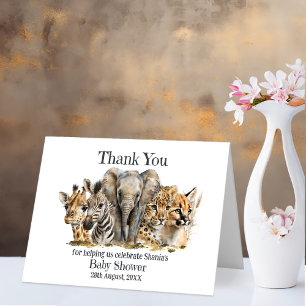 Safari Animals Baby shower Hartelijk dank Bedankkaart