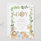 Safari Animals Baby Shower Invitation (Devant)