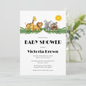Safari Animals Baby Shower Invitation (Debout devant)