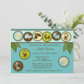 Safari Animals Baby shower Invitation DDS Kaart (Staand voorkant)