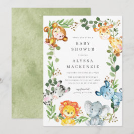 Safari Animals Baby Shower Invitation Kaart