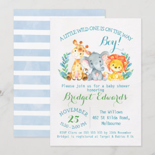 Safari Animals Baby shower Invitation Kaart