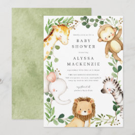 Safari Animals Baby Shower Invitation Kaart