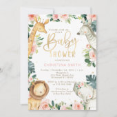 Safari Animals Baby Shower Invitations for Girls Kaart (Voorkant)