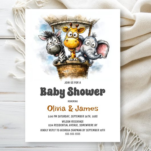 Safari Animals Baby Shower Kaart