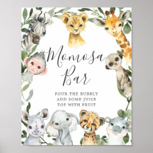 Safari Animals Baby shower Mimosa Bar Sign. Poster
