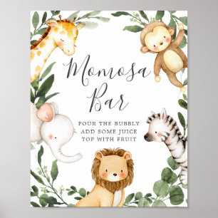 Safari Animals Baby shower Mimosa Bar Sign. Poster