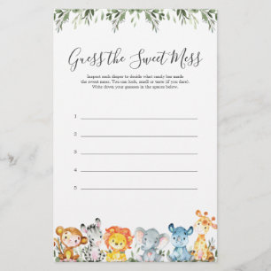 Safari Animals Baby shower raadt de zoete muis