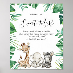 Safari Animals Baby shower raadt de zoete muis Poster