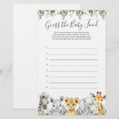 Safari Animals Baby shower raadt het Baby (Voorkant / Achterkant)