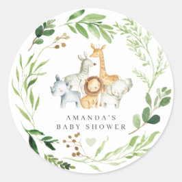 Safari Animals Baby Shower Ronde Sticker