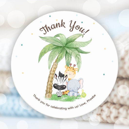 Safari Animals Baby shower Ronde Sticker