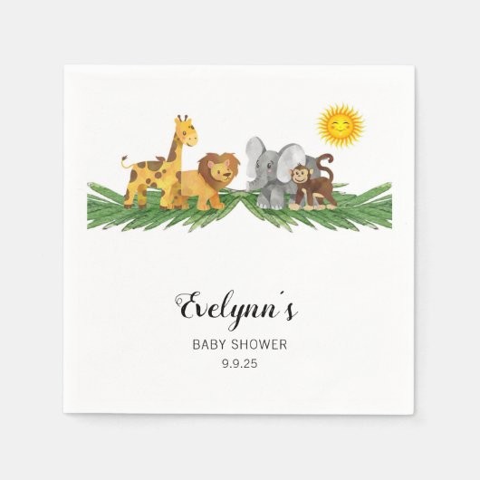 Safari Animals Baby Shower Servet (Voorkant)