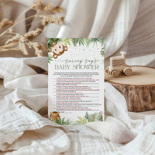 Safari Animals Baby shower Survey zegt Kaart van h