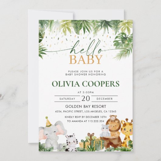 Safari Animals Baby shower Uitnodiging (Voorkant)