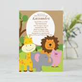 Safari Animals Baby shower Uitnodiging (Staand voorkant)