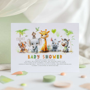 Safari Animals Baby shower Uitnodiging