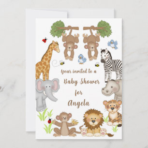 Safari Animals Baby shower Uitnodiging