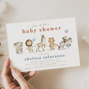 Safari Animals Baby shower Uitnodiging   Dieren