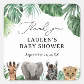 Safari Animals Baby shower Vierkante Sticker (Voorkant)