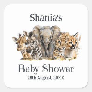 Safari Animals Baby shower Vierkante Sticker