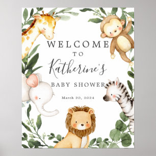 Safari Animals Baby shower Welkomstteken Poster