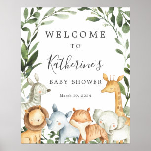 Safari Animals Baby shower Welkomstteken Poster