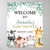 Safari Animals Baby shower Welkomstteken Poster (Voorkant)