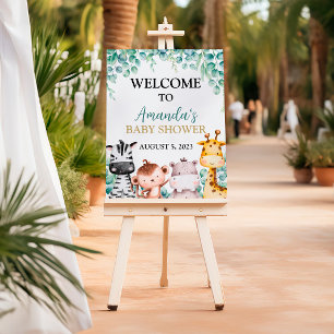 Safari Animals Baby shower Welkomstteken Poster