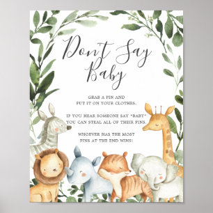 Safari Animals Baby shower Zeg geen Baby Poster
