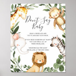 Safari Animals Baby shower Zeg geen Baby Poster