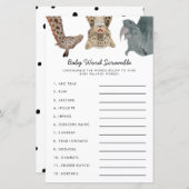 Safari Animals Baby Word Scramble Game (Voorkant / Achterkant)