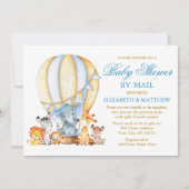 Safari Animals ballon Blue Bow Shower, e-mail Kaart (Voorkant)