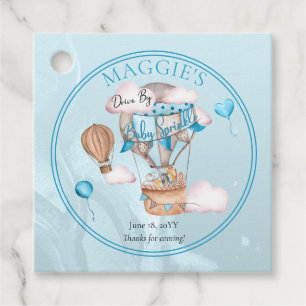 Safari Animals Ballon Drive by Boy Baby Sprinkle Bedankjes Labels