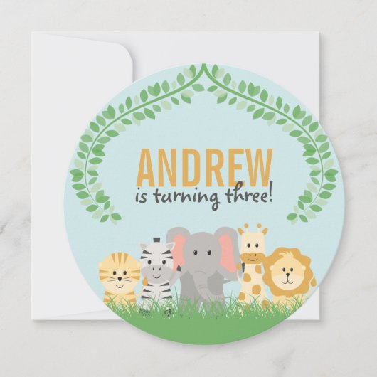 Safari Animals Birthday Invitation Kaart (Voorkant)