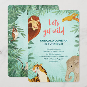 Safari Animals Birthday Oerwoud Party Boy Lets Wil Kaart