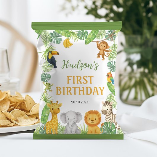 Safari Animals Birthday Party Chip Bag Wrapper Flyer