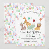 Safari Animals Birthday party Kaart (Voorkant / Achterkant)