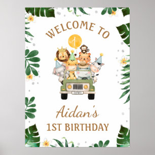 Safari Animals Birthday Welcome Sign Poster