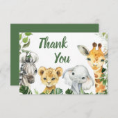 Safari Animals Boy Baby shower Hartelijk dank (Voorkant / Achterkant)